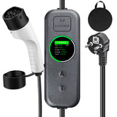 Coolladen 3.5kW Bærbar EV-oplader | 16A Schuko til Type 2 mobil wallbox | Justerbar strøm | Præcis 1-12H tidsindstillet opladning & forsinkelse