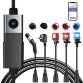 Coolladen Mobil Wallbox WiFi med APP, opladning op til 22kW, elbiloplader type 2, 5M kabel, touchscreen display, justerbar strømstørrelse med Schuko 16A/CEE 32A rød/CEE 16A rød/CEE 32A blå/Type 2 stik