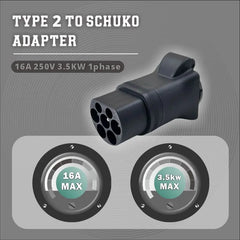 Type2 stik til 16A Schuko socket adapter, 16A 1 fase EV-adapter for at få strøm fra EV-ladningsstationen