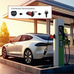 Offentlig opladningsstation Type 2 udladningsadapter til Schuko og Universal Plug, 16 A EU Plug IEC 62196-2, Elektrisk køretøj adapter til opladning biler, motorcykler og scootere