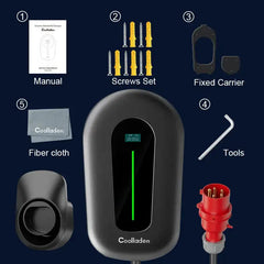 Coolladen 11kW Vægmonteret Smart App Type2 EL-lader 400V 16A, Justerbar Strøm Hjemme EL-ladestation til Elektriske Køretøjer EVSE