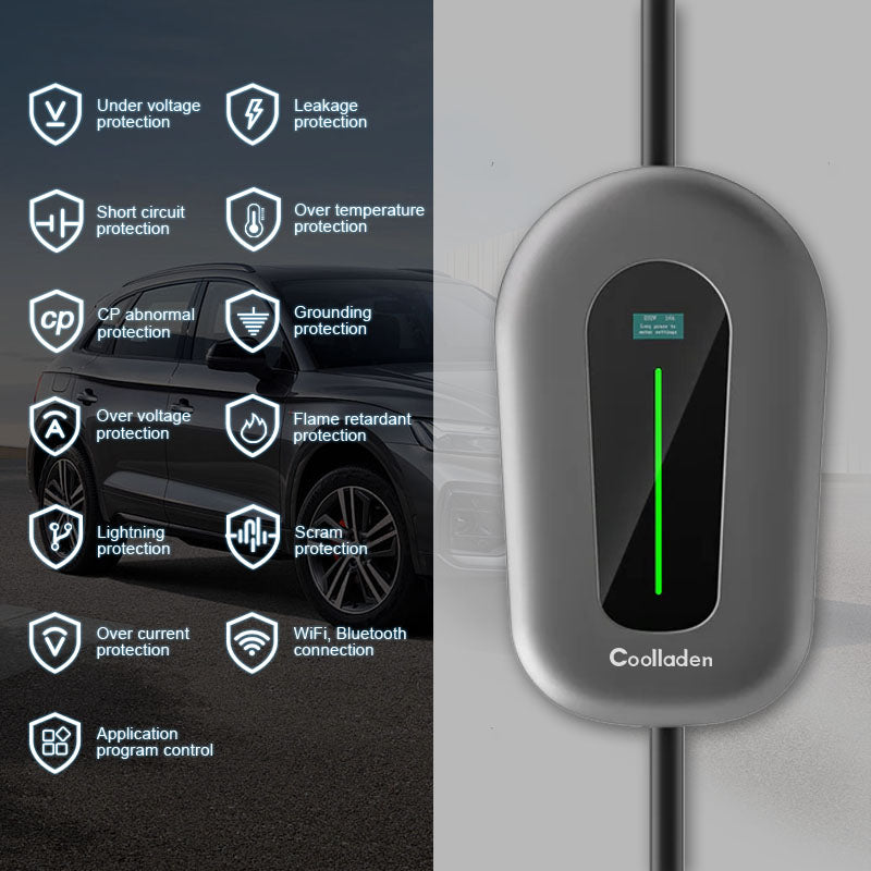 Coolladen 22kW Wallbox Smart App Type2 EV lader 400V 32A, Justerbar Current Home EV opladningsstation til elektriske køretøjer EVSE