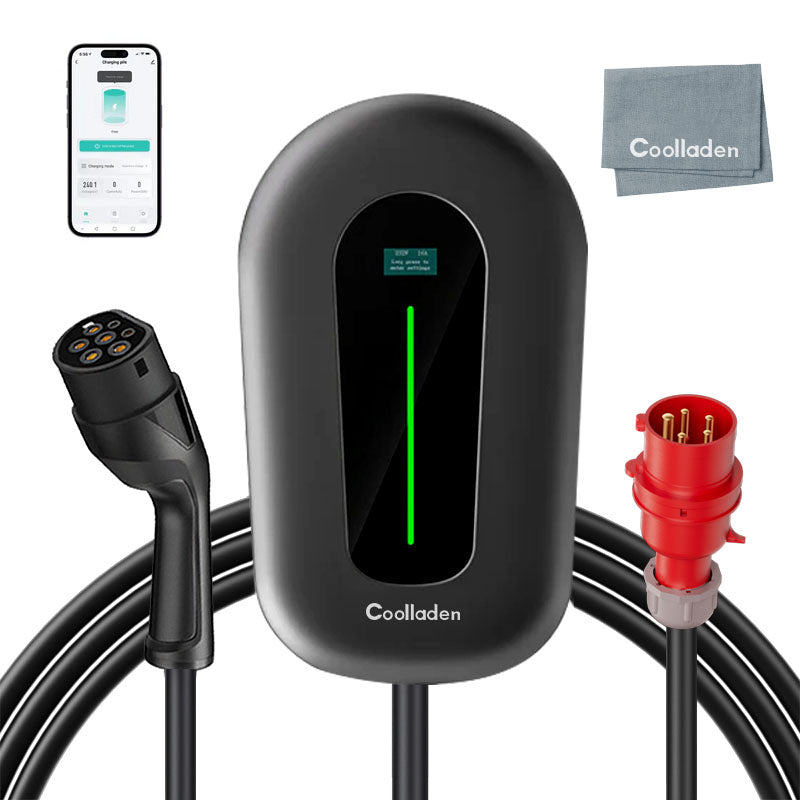 Coolladen 22kW Wallbox Smart App Type2 EV lader 400V 32A, Justerbar Current Home EV opladningsstation til elektriske køretøjer EVSE