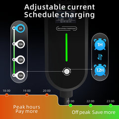Coolladen 3.6kW bærbar EV-oplader - Type 2 til Schuko-stik, 16A justerbar - smart styreboks med LED-display og planlagt opladning