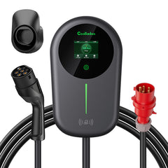 Coolladen EV oplader Smart APP med 32A type 2 11kW Home Opladningsstation, Wallbox 5/10m opladningskabel med opladningsholder App Control CEE 3-fase stik til alle EV'er og PHEV'er