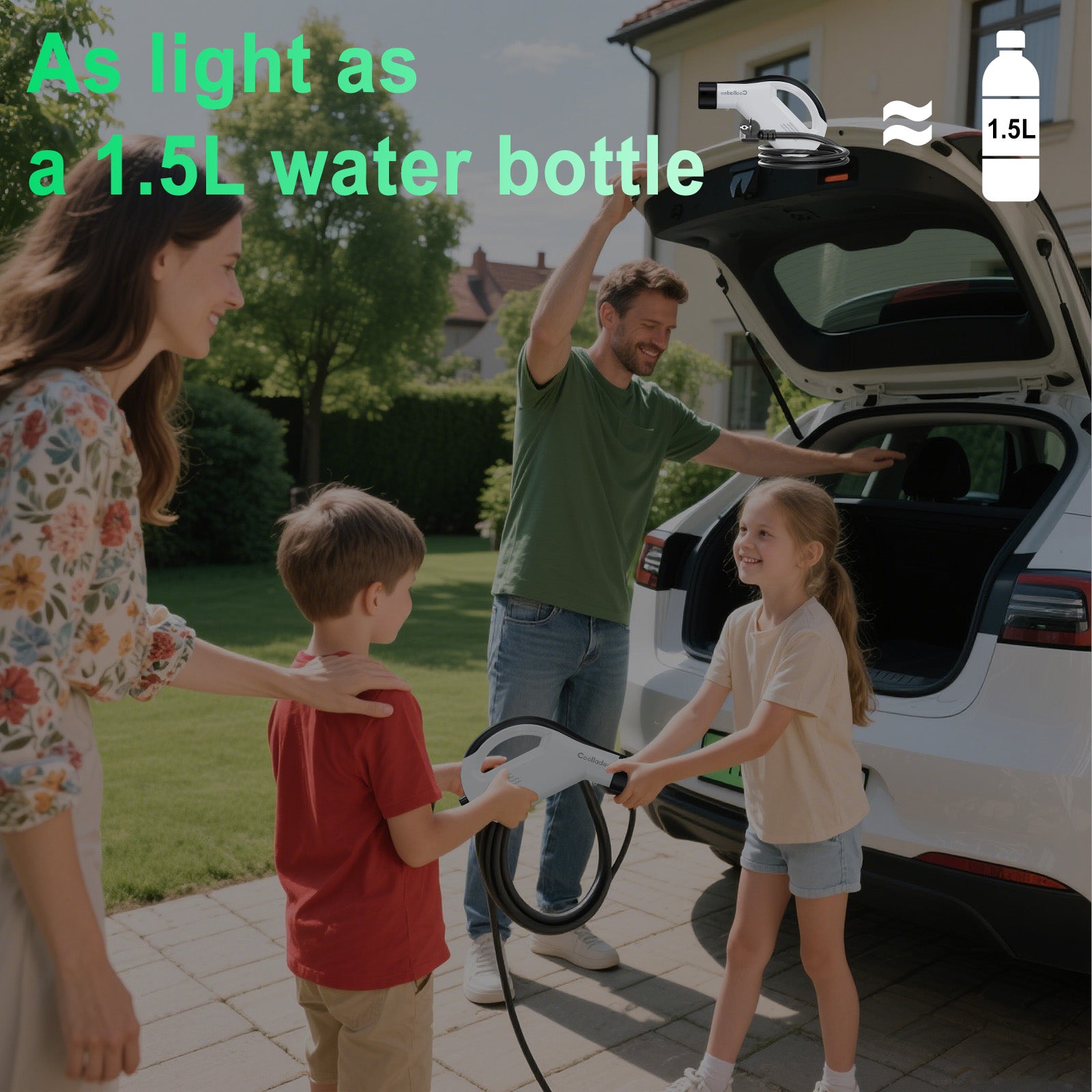 Bærbar elbilsoplader type 2, 3,5 kW 16 A ladekabel, CEE-stik, smart app-kontrol, justerbar strøm, vandtæt, 3 m/5 m/10 m ledning – kompatibel med alle elbiler Model Y / 3 / S/X, ID.4, ID.5, i4