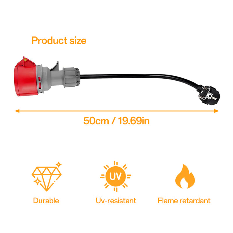 Schuko til 5-polet CEE adapter 16A koblingsstik