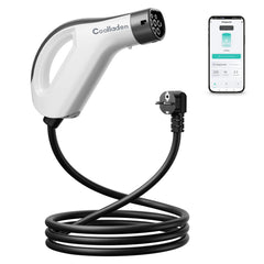Portable EV-oplader Type 2, 3,5 kW 16A ladekabel, CEE-stik, smart appstyring, justerbar strøm, vandtæt, 5m/10m kabel – kompatibel med alle EV Model Y / 3 / S/X, ID.4, ID.5, i4